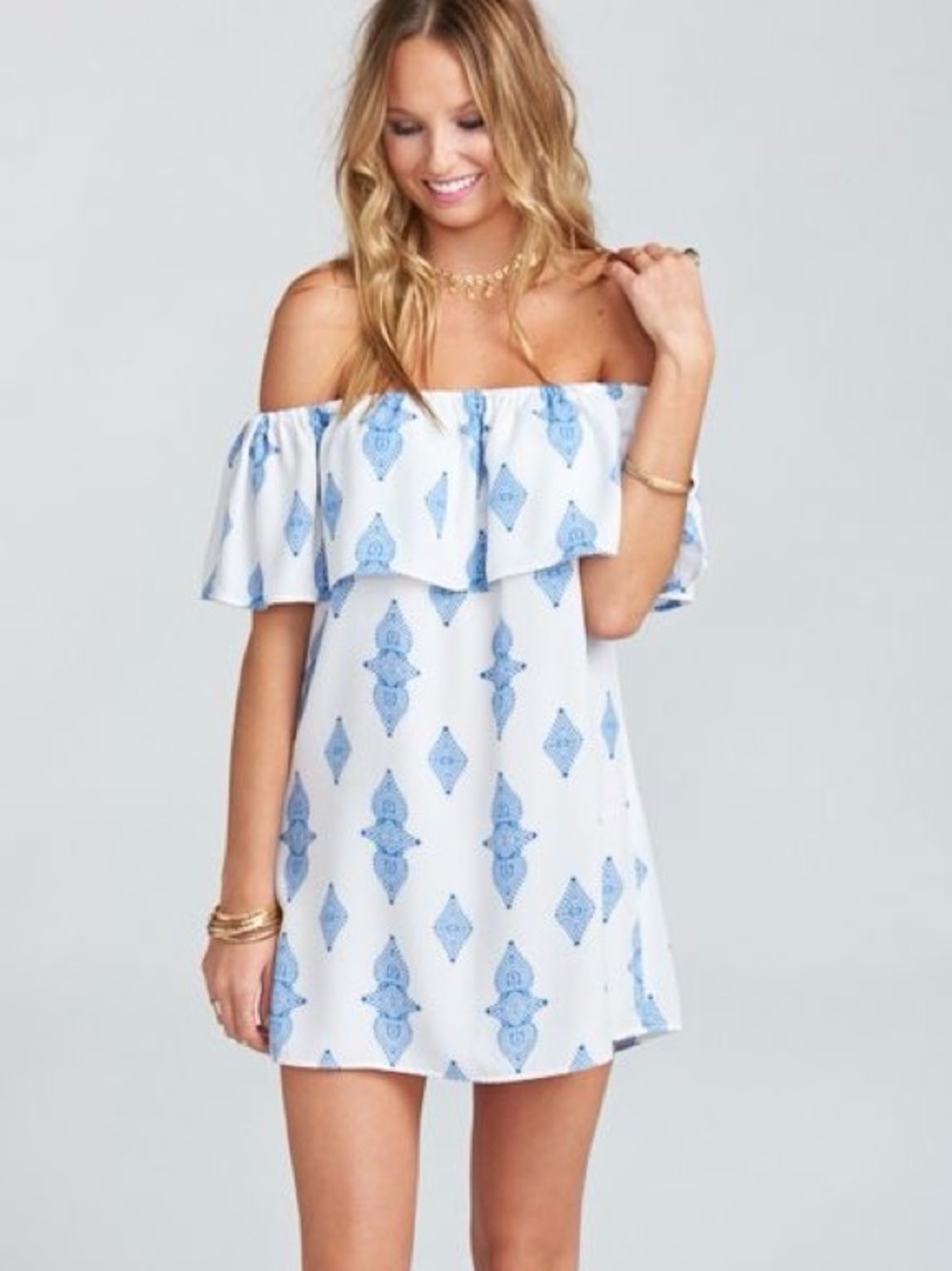 Show Me Your Mumu Holly Mini Dress in white picnic- size Medium